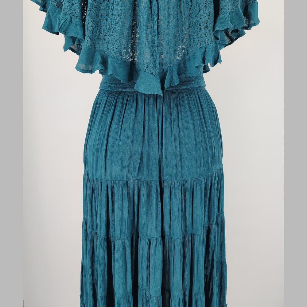 Free People Dancing On Air Lace Maxi Dress Lace Ruffle Boho High Low XS NWOT - Picture 13 of 16